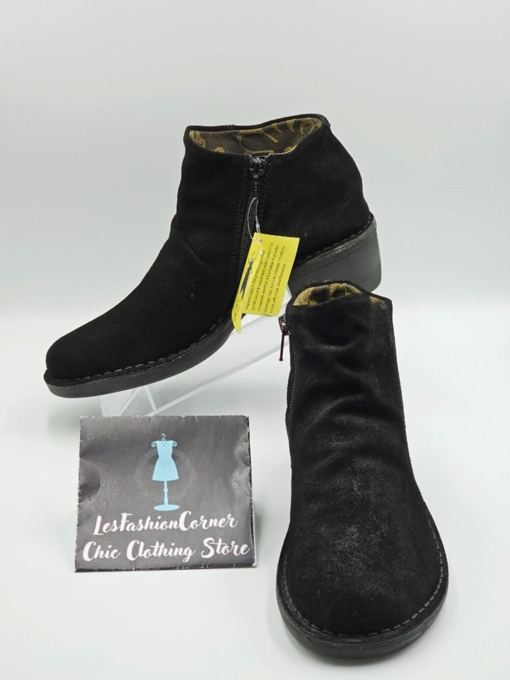 NWT Fly London Women's Black Suede Merk Ankle Bootie Size 8.5 (39) 2821